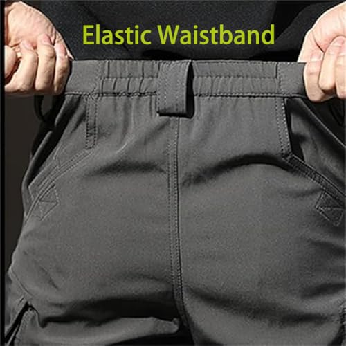 Men's Stretch Tactical Pants, with 10 Pockets Water Resistant Ripstop Cargo Pant Lightweight Work Hiking Pants3
