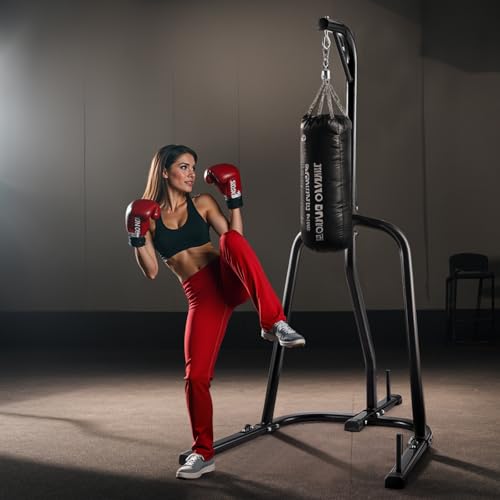 VEVOR Punching Bag Stand, Steel Heavy Duty Workout Equipment, Boxing Punching Bag Stand, Holds Up to 140 lbs, Freestanding Sandbag Rack with Weighted Base, Training Equipment for Home Gym Fitness by VEVOR - Image 2