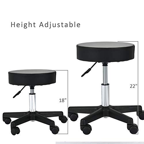 Uenjoy Adjustable Stool for Massage with Ultra-Thick Sponge, PU Leather, Hydraulic Rolling Swivel, Massage Spa Tattoo Salon Chair, Black - Thumbnail 7