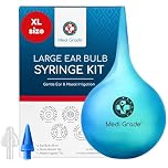 Medi Grade Large Ear Bulb Syringe Ear Wax Removal Kit, 90ml - Translucent Bulb Ear Syringe Kit for Removing Ear Wax with Quad-Stream Tip Ear Cleaner - Travel Friendly and Gentle Earwax Removal Tool