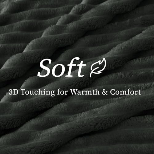 Image of BEDELITE Ribbed Full Size Blanket for Bed, Charcoal Grey, 84 inchx90 inch