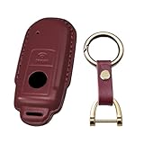 [KUNIO] ヤマハ専用 2017-2025 バイク TMAX キーケース キーホルダー 牛革 手縫い レトロ調 yamahaに対応 TMAX 530 TMAX 560 XMAX XMAX300 NVX AEROX JAUNS QBIX アクセサリー 傷防止 ショットキーチェーン レッド