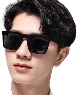 DESEOX Sunglasses For Men Women Stylish Matte Finshed Retro Square Non Polariazed UV Protection Dark Black Light Weight Price In India