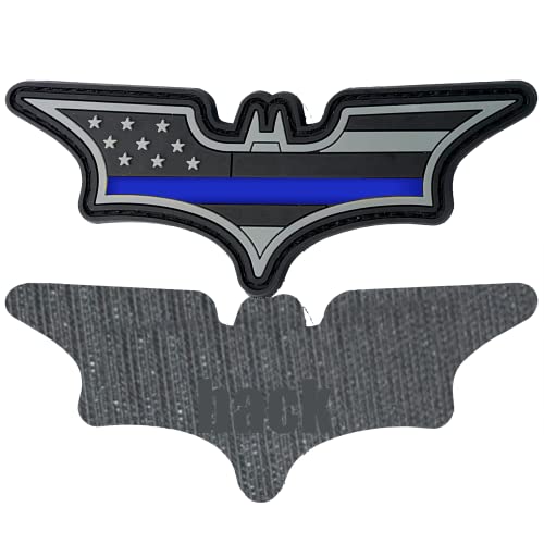 LEO Challenge Coins Bat PVC Patch Hook and Loop Back Thin Blue Line Police CL4-11
