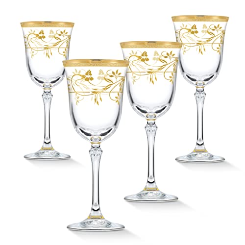 Lorren Home Trends Rosalia Flower Red Wine, Set of 4