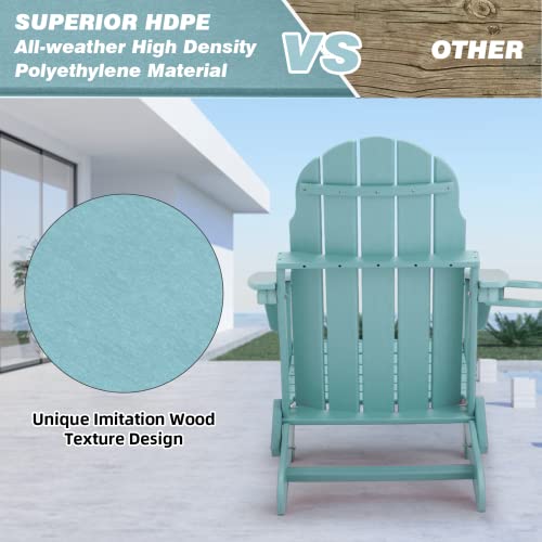 Richryce Folding Adirondack Chair Outdoor, Hdpe Poly Lumber Weather Resistant Patio Chairs, Patio Chair Lawn Chair Outdoor Adirondack Chairs For Garden, Deck, Backyard, Lawn Furniture(Aruba) #TOP3
