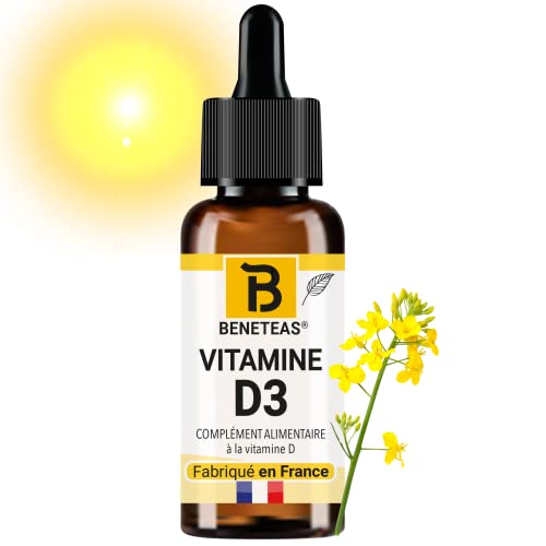 VITAMINE D3 NATURELLE | FRANCE | ENFANT Dès 3 ans, Adulte | à l'Huile de colza vierge | système immunitaire, dents, os, muscles | cholecalciferol haute absorption | Compte-Gouttes | Fabriqué en FRANCE Cover