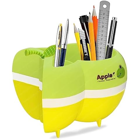 FunBlast Pen & Pencil Holder - Fruit Shaped 2 Compartment Pen & Pencil Stand, Table Pen Holder, Stationery Holder for School & Office, Stationery Organizer Box, Desktop organizer (Assorted Color) Cover