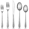 Silverware Set for 12 E far 60 Piece Hammered Flatware Cutlery Set Stainless Steel Eating Utensils for Kitchen Hotel Restaurant Party Modern Design Mirror Finished Dishwasher Safe