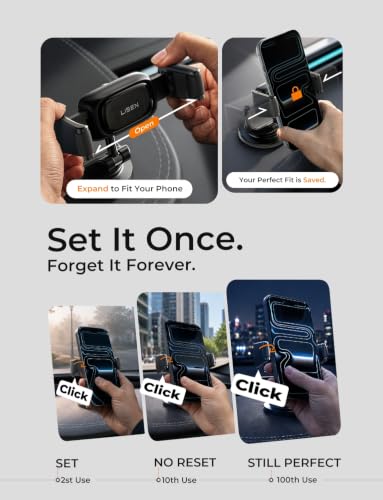 LISEN Suction Phone Mount for Car, [Ultra Suction & Less Fuss] Car Phone Holder Mount Vacuum Dashboard Phone Holder, Car Cell Phone Holder for iPhone 18 Pro Max 17 16 15 Air with Case Galaxy S26 S25 - image 4