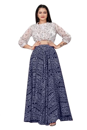Image of Women's American Crepe Blooming Flared Long for Traditional Stitched A-line Flare Skirt for Girls with 12 Meter Flare 40inch Height