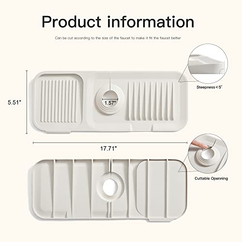 2Pcs Sink Splash Guards With Beveled Angles, 17.X5.5 Kitchen Sink Accessories - Silicone Sink Mat 3 In 1 With Drip Tray, Sponge Holder & Soap Dish ，For Kitchen Bathroom & Open Sinks （Off White& Clear） #TOP2