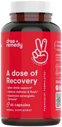 A dose of Recovery Formerly Red Deuces | Liver Detox, Hydration Support for Better Morning Recovery Asian Flush | Dihydromyricetin DHM, Quercetin, Vitamin B, Milk Thistle, Prickly Pear, | (45 Pills)
