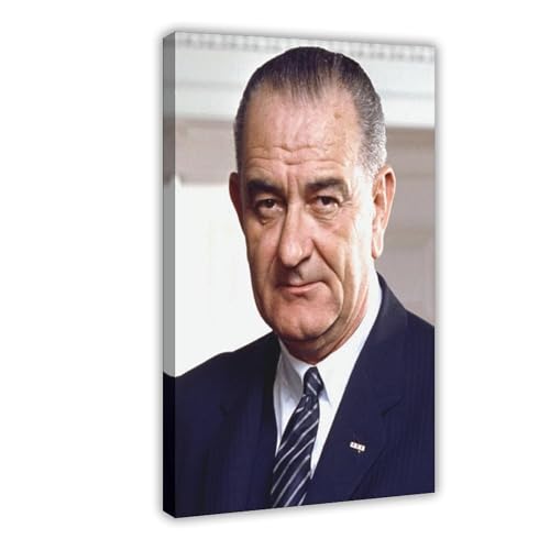 Portrait de Lyndon B Johnson impression sur toile déco bureau et salon cadre suspendu 61x91cm