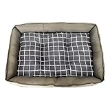 D-ART COLLECTION Grey Checker Dog Bed L Soft and Comfy Pet Bed