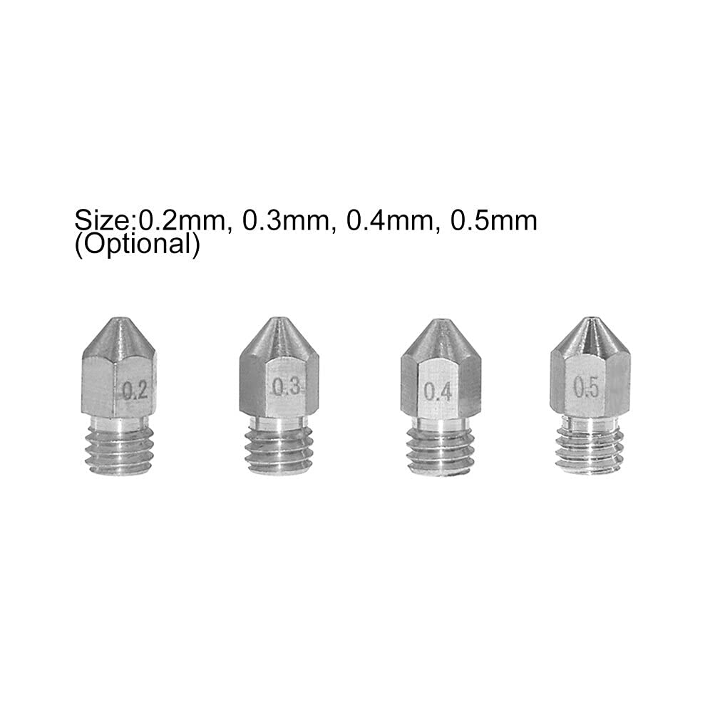 Lysee 3D Printer Parts & Accessories - 2021 New 10Pcs/lot Stainless Steel MK8 Nozzle Extruder Print Head 0.2/0.3/0.4/0.5mm for 1.75mm Filamnet 3D Printer Parts - (Size: 0.2mm)