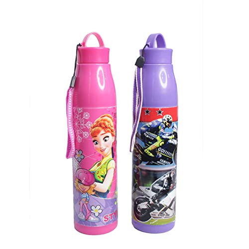 Image of EKAN 3 in 1 Motivational Water Bottles Set 2000 ml, 900 ml, 300 ml Large Capacity Sipper Bottles for School, Office, Home and Gym Use Leak-proof BPA-Free Water Bottles (Multicolor)