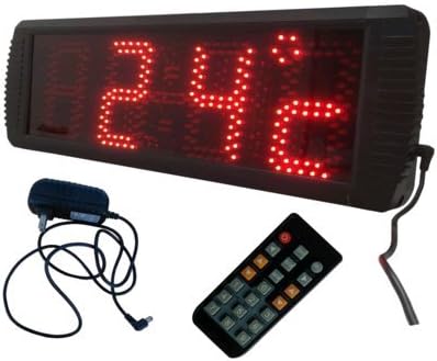 Semi-Outdoor LED Time and Tempeture Sign 5" High Character Red Color Display Support Fahrenheit and Celsius Temperature Display Real Time Clock and Support Date Calendar