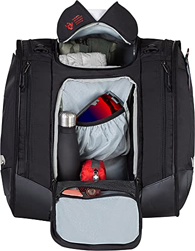KULKEA Boot Trekker Ski Boot Backpack - Ski Boot Bag With External Helmet Sling For Maximum Gear & Boot Storage - Durable, Spacious, & Water Resistant Backpack (Black/Red/Grey)