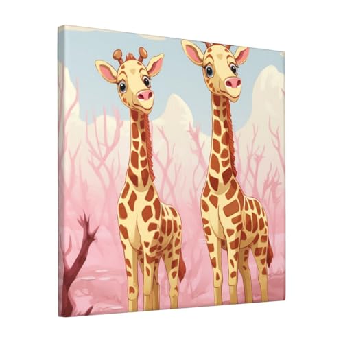 Impression sur toile de girafes pour chambre d'enfant et salon chaleureux 30,5 cm