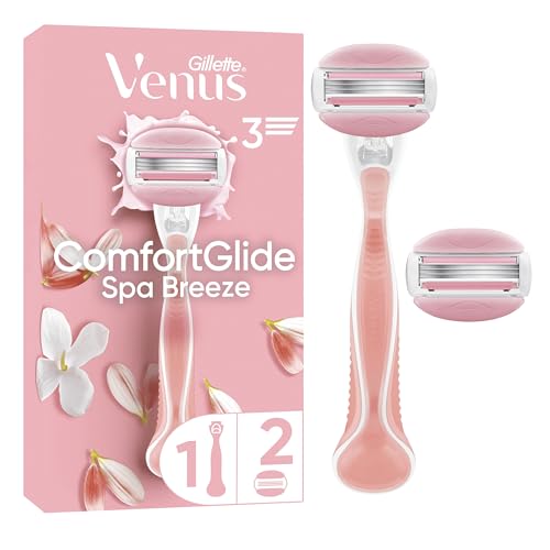 Gillette Venus Rasoir Pour Femme ComfortGlide Spa Breeze, Manche Réutilisable, Lot De 2 Recharges A 3 Lames, Sans Besoin De Gel A Raser, 1 Rechange Par 30 Jours De Rasage, Conçu Pour Corps Et Poils