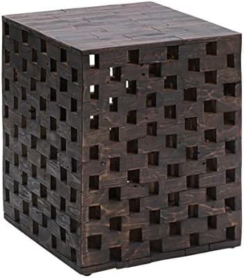 Amazon Aware Outdoor Recycled Chequered Wood Stool And Plant Stand, Cocoa Brown