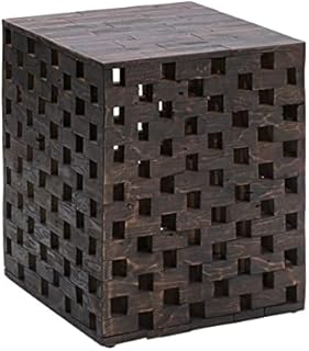 Amazon Aware Outdoor Recycled Chequered Wood Stool And Plant Stand, Cocoa Brown