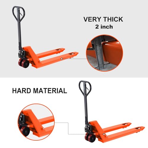 Tory Carrier Pallet Jack 5500 Lb. Capacity, Manual Pallet Truck 21 x 48 Forks Standard Duty Hand Trucks