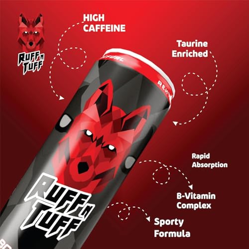 Image of Ruff N Tuff Energy Drink, High Caffeine + Taurine + B Vitamins, Boosts Energy & Focus, Supports Stamina & Endurance, Ready-to-Drink (250ml) (Pack of 6)