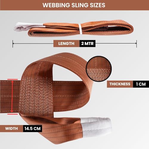 Image of Conclood India Polyester Webbing Sling Lifting Belt | Towing Vehicle | for Lifting Heavy Weight | Brown Color | Best Safety Factor with Certifications. (6 TON 6 MTR)