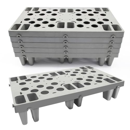 Plastic Pallets, 6pcs Gray Lightweight Nestable Polyethylene Pallets, Moisture-Proof Floor Pallets, Mini Spliceable Plastic pallets for Basement Storage Kitchen Garages L 19.7" x W 11.8"x H 3.9"