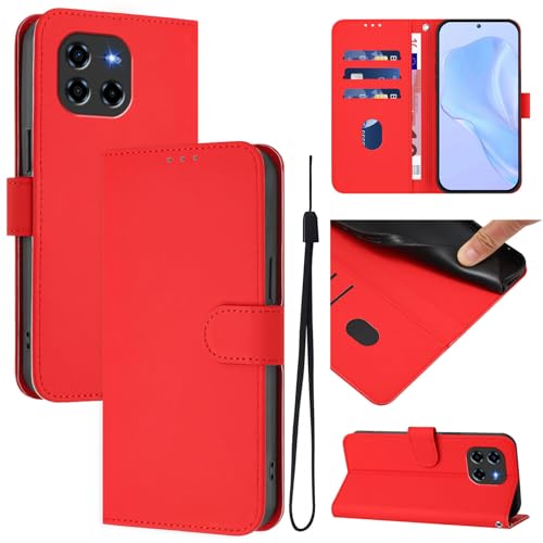 Image of Rfvzubemok Compatible with Doogee Blade GT 5G PU Leather Card Holder Wallet Flip Magnetic Closure Stand Red