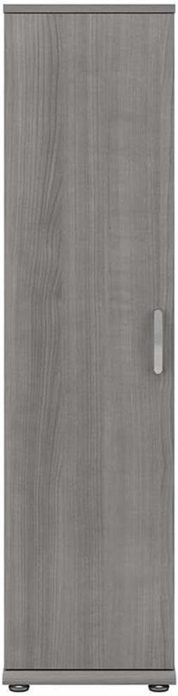 Pemberly Row Narrow Linen Tower Cabinet, 16W x 17D x 62H, Engineered Wood, Platinum Gray Finish, Adjustable Shelves, Tall Freestanding Storage Cabinet for Laundry Room or Home Organization