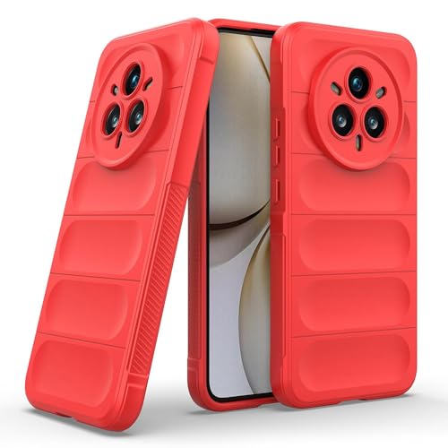 Image of Amazon Brand-Solimo Mobile Cover for Realme 14 Pro 5G | Full Camera Protection | Liquid Silicon Case | Flexible Bumper Case for Realme 14 Pro 5G (Red)