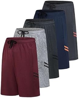 5 Pack Men's Dry Fit Basketball Shorts Gym Athletic Casual Workout Running