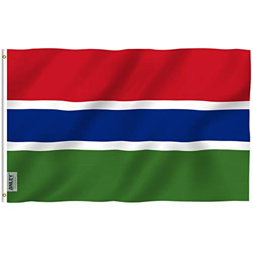 Anley Fly Breeze 3x5 Feet Gambia Flag - Vivid Color and Fade Proof - Canvas Header and Double Stitched - Gambian Flags Polyester with Brass Grommets 3 X 5 Ft