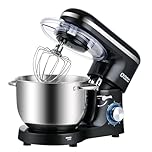 Kitchen in the box Impastatrice Planetaria, 6,2 Litri Impastatrice Professionale 1400W, 6 Velocità con Uncino Impastatore, Mescolatore e Frusta Sbattitrice (Nero)