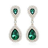 BriLove Women's Fashion Wedding Bridal Crystal Teardrop Infinity Dangle Earrings