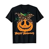 不気味なカボチャ ヒョウ柄 乱雑なお団子 ハロウィン 面白い Tシャツ
