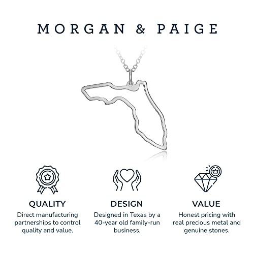 Morgan & Paige State Outline Necklace For Women, Sterling Silver Pendant, Teens And Girls, Everyday Jewelry, 18 Inch Cable Chain - Prepared In Premium Gift Box #TOP4