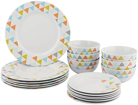 Amazon Basics 18-Piece Dinnerware Set - Modern Beams, Service for 6