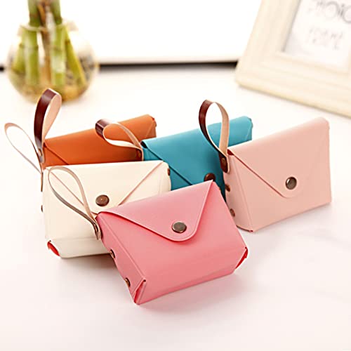 Wallets for Women, Coin Purse Faux Leather Candy Color with Button Closure, Mini Wallet Multi Card Slot, Portable Handle Money Key Bag Card Holder for Girls Ladies Dark Blue3