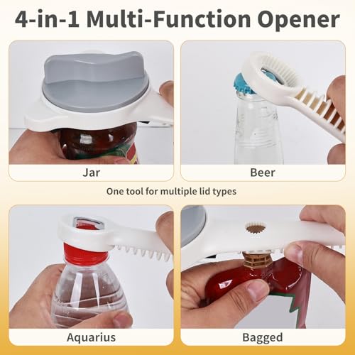 TOSEFES 4-in-1 Jar Opener for Weak Hands, Adjustable Lid Opener with Silicone Grip Pad, Easy Open Kitchen Tool for Seniors, Bottles, Caps & Jars by TOSEFES - Used condition - Image 3