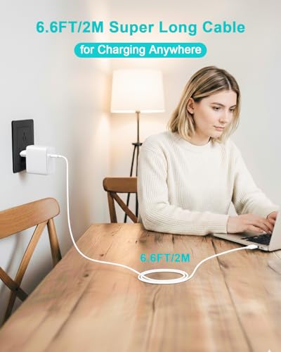Chargeur USB C 100 W Compatible avec MacBook Pro 16 14 Pouces, MacBook Air 15 13 Pouces 2025 2024 2023 2022 2021 2020 2019 2018 M4 M3 M2 M1, Câble de Charge USB-C 2M 5A (Blanc) – vue 6