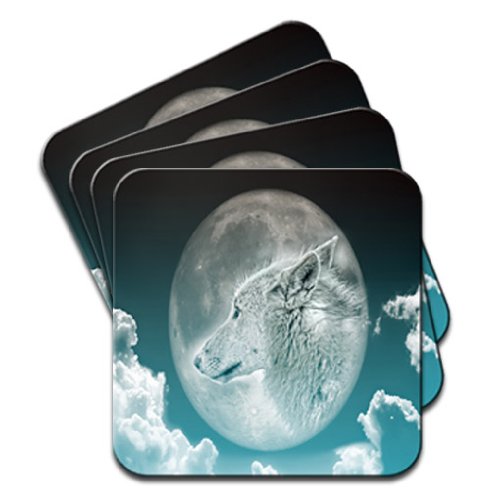 Fancy A Snuggle Moonlight Wolf Set Of 4 Coasters