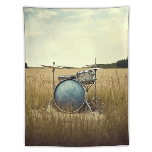 Tapisserie murale pour cacher un mur blanc déco textile abstraite tambour de musique avec crochets