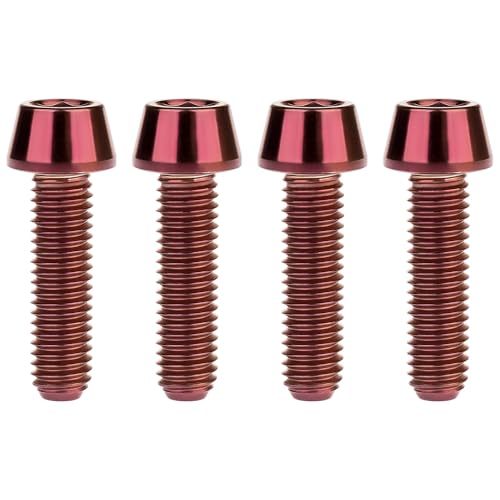 Image of Titanium Ti Bolt M5x9 16 18 20 25 30 35 40 45 50 55 60mm Tapered Head Screws Pack of 4 (M5x18mm, Burgundy)