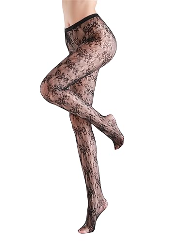 TBFT Guling ONE PAIR SEXY BLACK OR HOT PINK STOCKINGS PANTYHOSE FISHNET TIGHTS LACE LEGGINGS FOR WOMEN CHRISTMAS ROSE PATTERN PLUS SIZE
