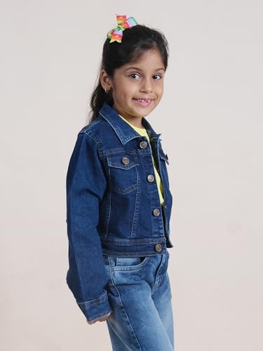 Image of Girls Full Sleeve Solid Crop Denim Jacket