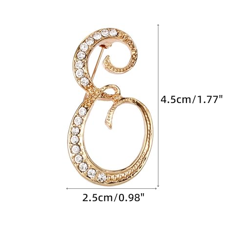 Image of Rhinestone Initial Brooch Pin for Women, Alphabet Gold Letter Brooch A-Z with Crystal, Metal Pin for Hat Bag Dress Suit Accessory for Men